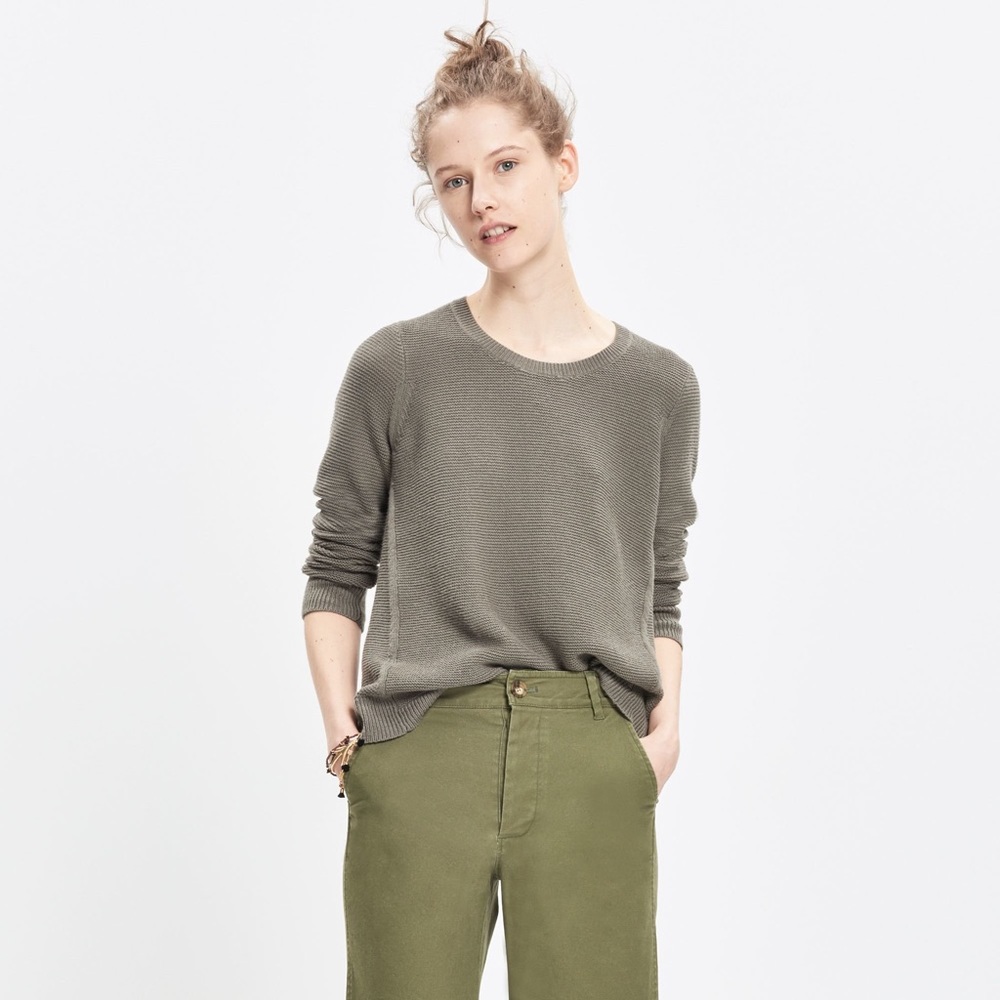 Madewell Riverside Textured Sweater Green Grey‎